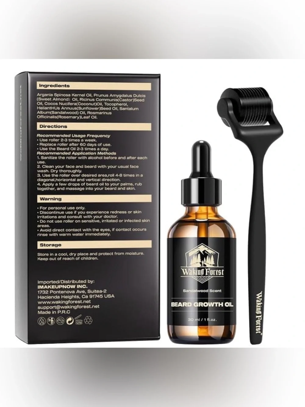 Waking Forrst Beard Care Set for Men Roller & Oil Sealed NWT